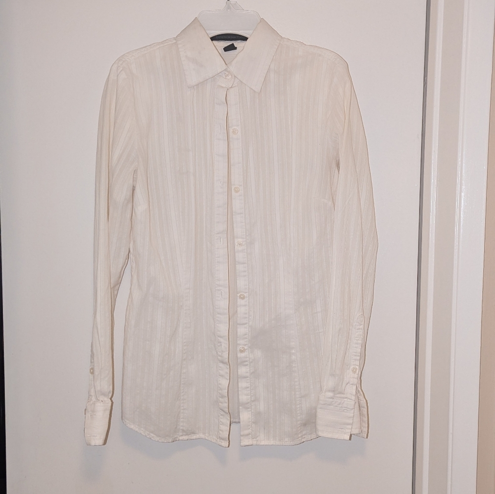 Express Women's White Fitted Button Down Shirt